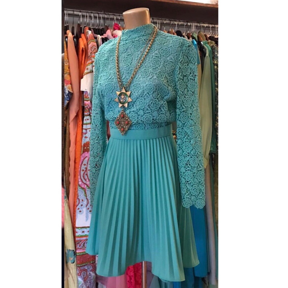 Vintage fit and flare lace floral dress